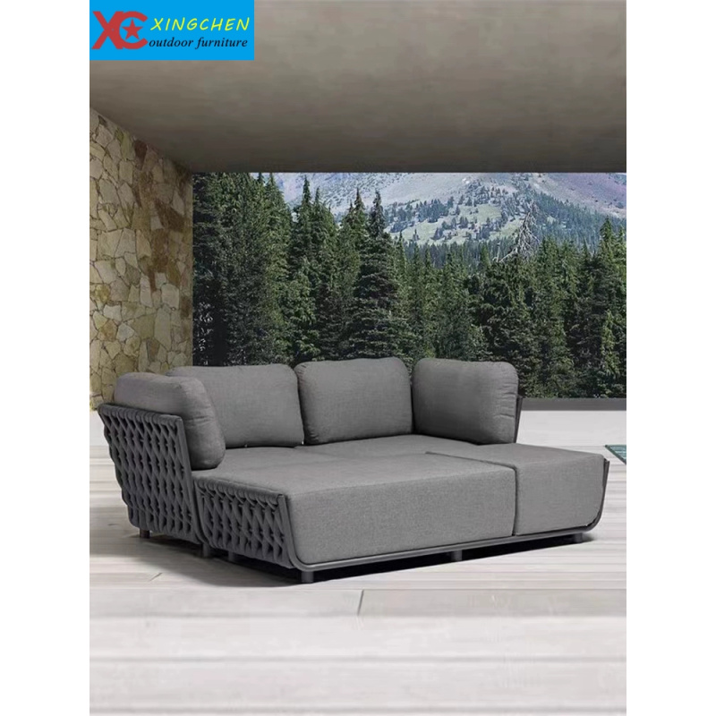 Nordic outdoor sofa courtyard garden terrace leisure rattan coffee table combination B&B outdoor waterproof and sun protection furniture - Image 4
